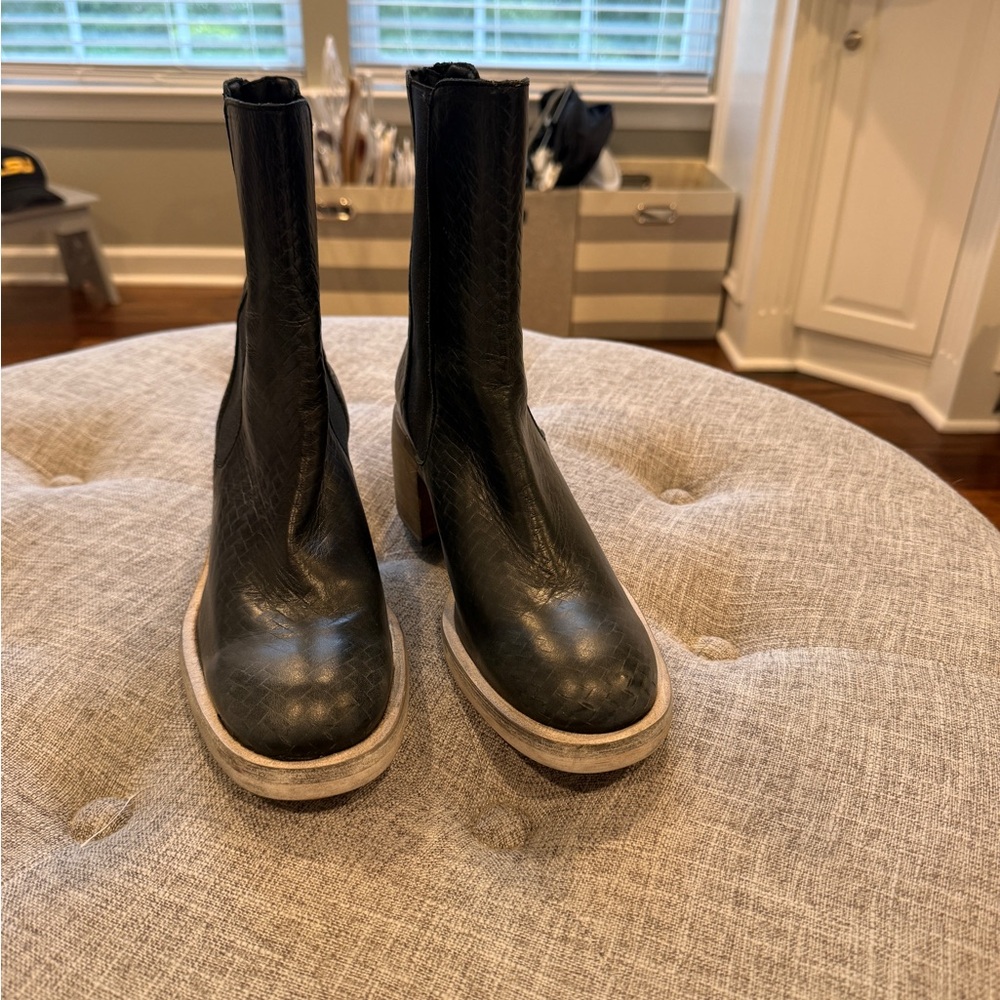 Free People Chelsea Boot.  Black leather.  Size 38.  Lightly worn.